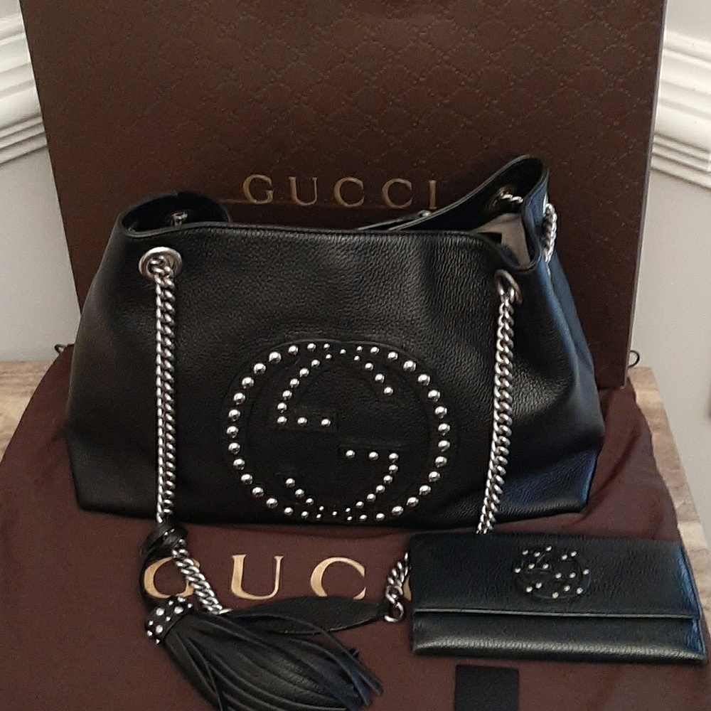 💜RARE GUCCI STUDDED SOHO & WALLET